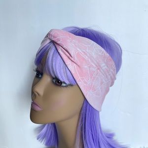 Pink Tie Dye & White Butterfly Print Turban
